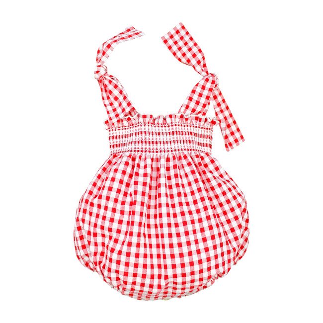 red gingham romper baby