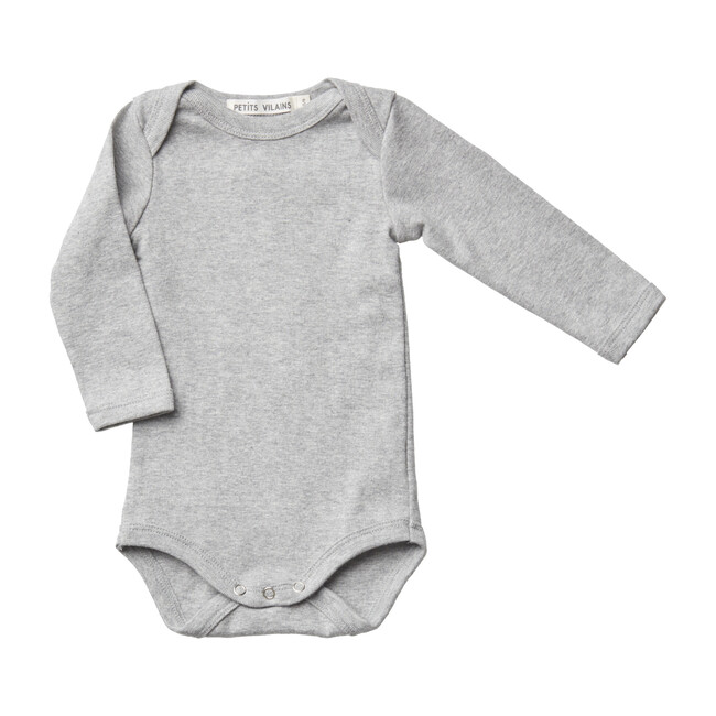 Rene Long-Sleeve Envelope Onesie, Heather Grey