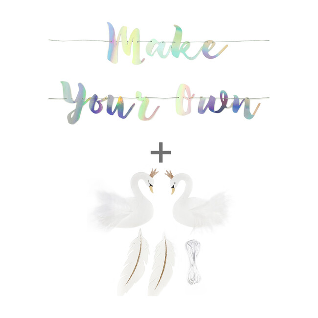 Swan Princess Make Your Own Banner, Iridescent - Decorations - 1