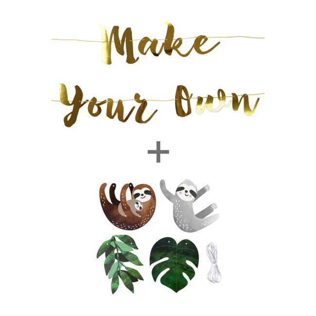 Sloth Make Your Own Banner, Gold - Decorations - 1