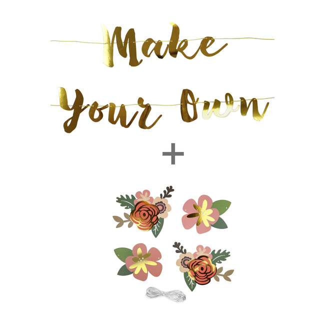 Flower Make Your Own Banner, Gold - Decorations - 1