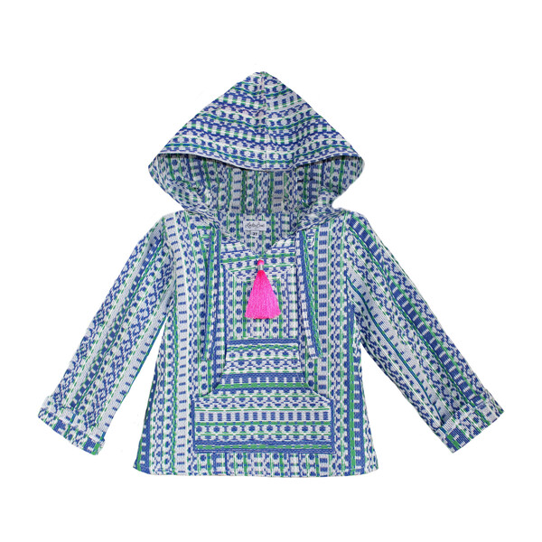Woven Textile Hoodie, Indigo - Lindsey Berns Tops | Maisonette