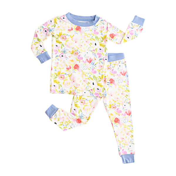 Toddler & Kids Two Piece Bamboo Pajama Set, Watercolor Blooms - Little ...