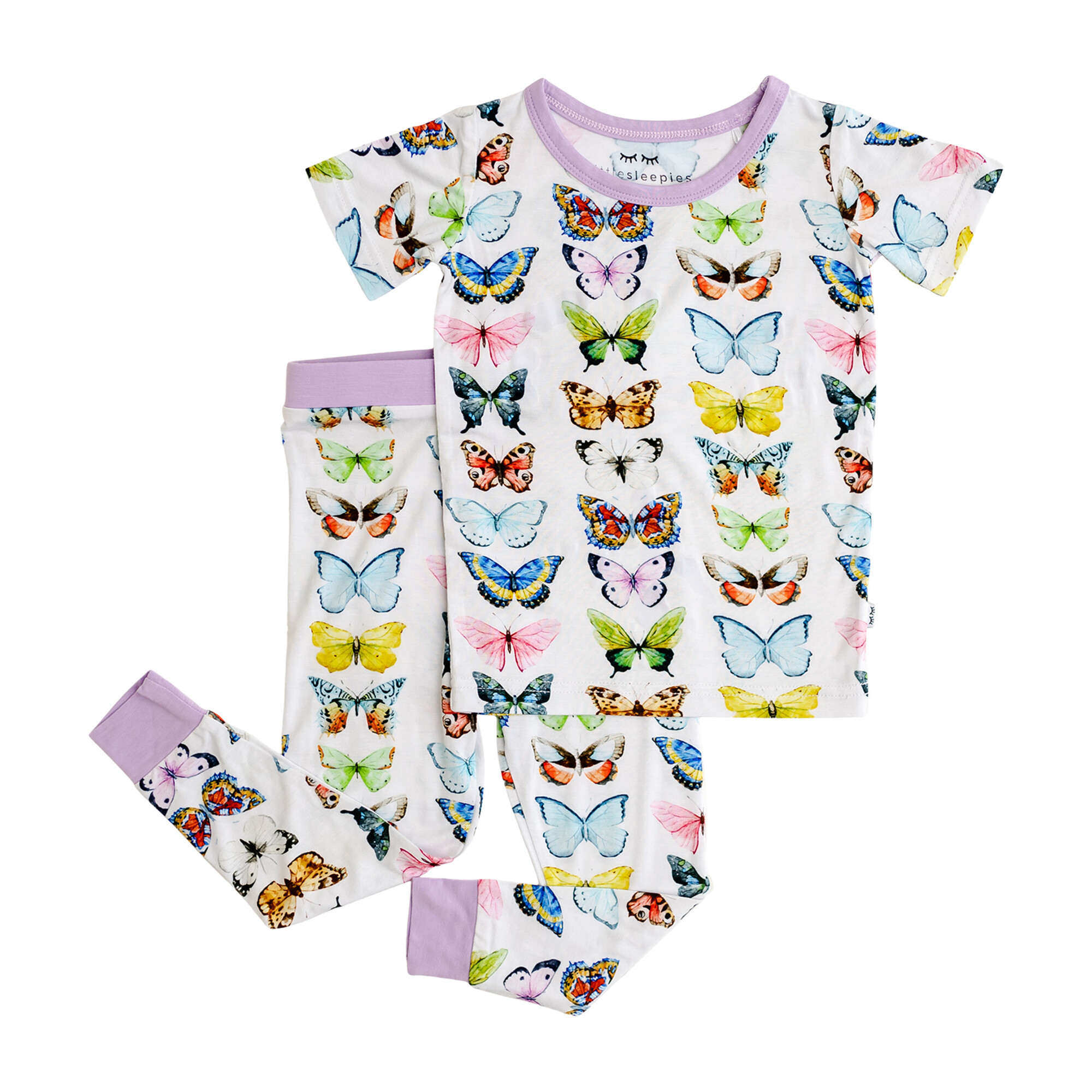 Toddler & Kids Two Piece Bamboo Pajama Set, Butterflies - Little Sleepies  Sleepwear | Maisonette