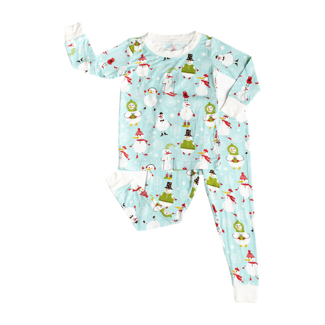 Toddler & Kids Two Piece Bamboo Pajama Set, Snowman - Little Sleepies ...