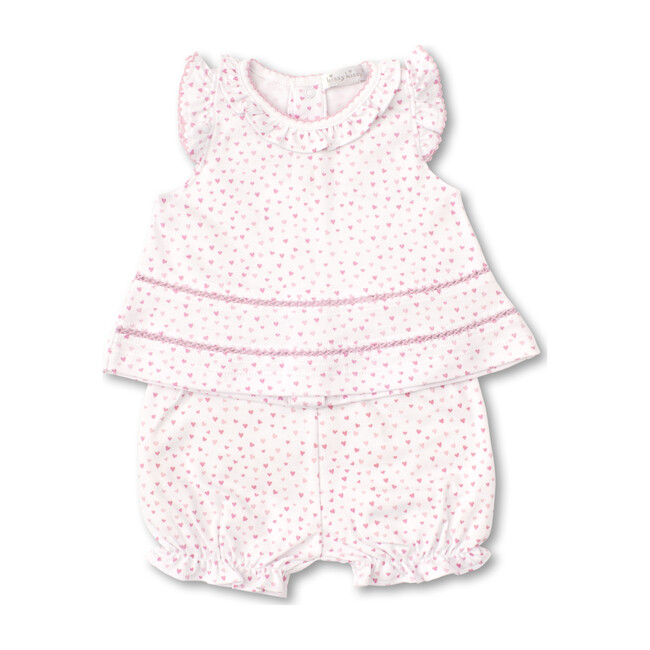 Sweethearts Sunsuit Set, White & Pink