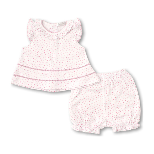 Sweethearts Sunsuit Set, White & Pink