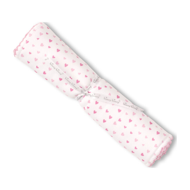 Sweeyhearts Burp Cloth, White & Pink - Burp Cloths - 1