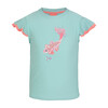 Girls Koi Carp Short Sleeve Rashguard, Aqua - Rash Guards - 1 - thumbnail