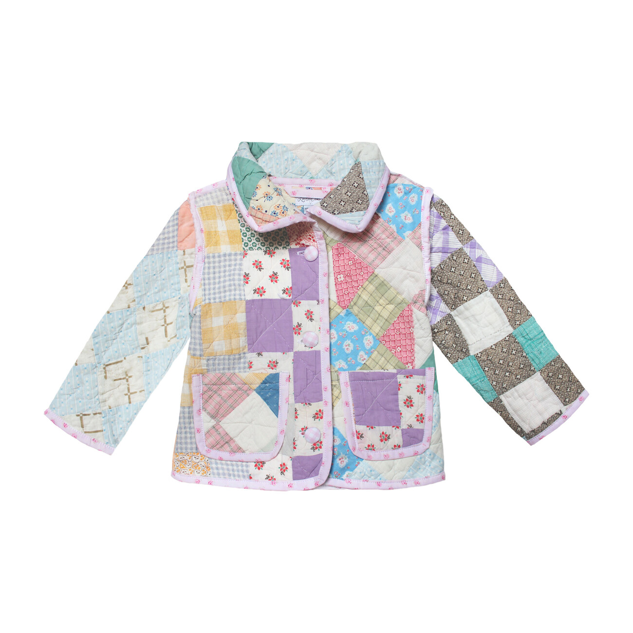 *Exclusive* Pastel Patchwork Vintage Quilt Jacket - 18m - Lindsey