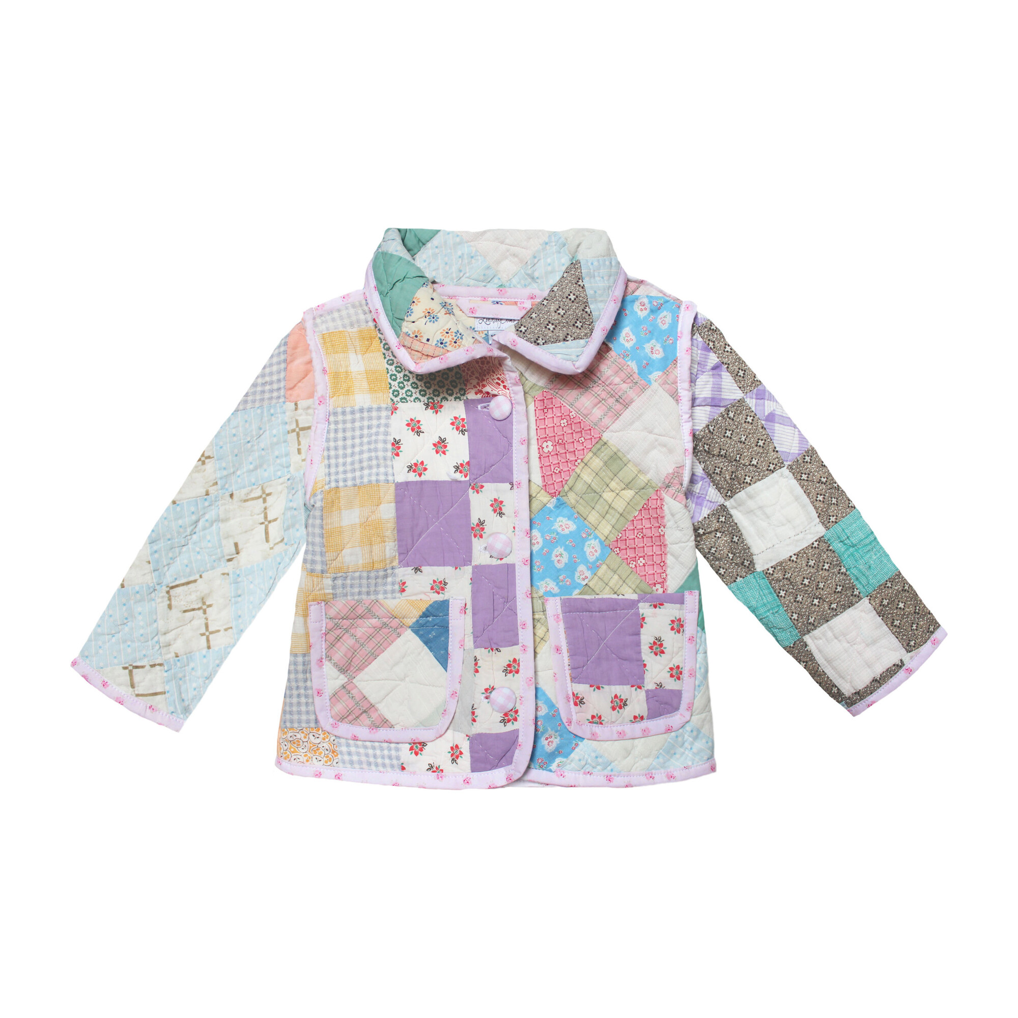 Exclusive* Pastel Patchwork Vintage Quilt Jacket - 18m - Lindsey