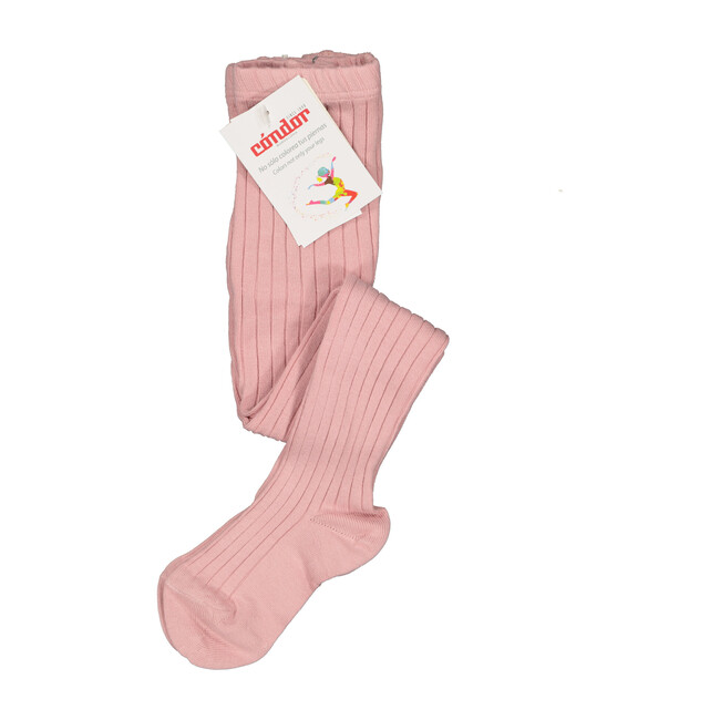 Condor Ribbed Tights, Pale Pink - Tights - 1