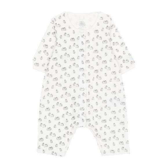 Baby Penguin Print Onesie Pajamas, White and Grey - Pajamas - 1