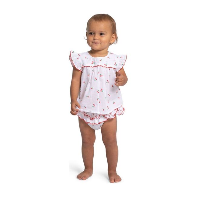 SUNUVA Baby Girls Pink Cherries Frill Nappy Pant main image 1