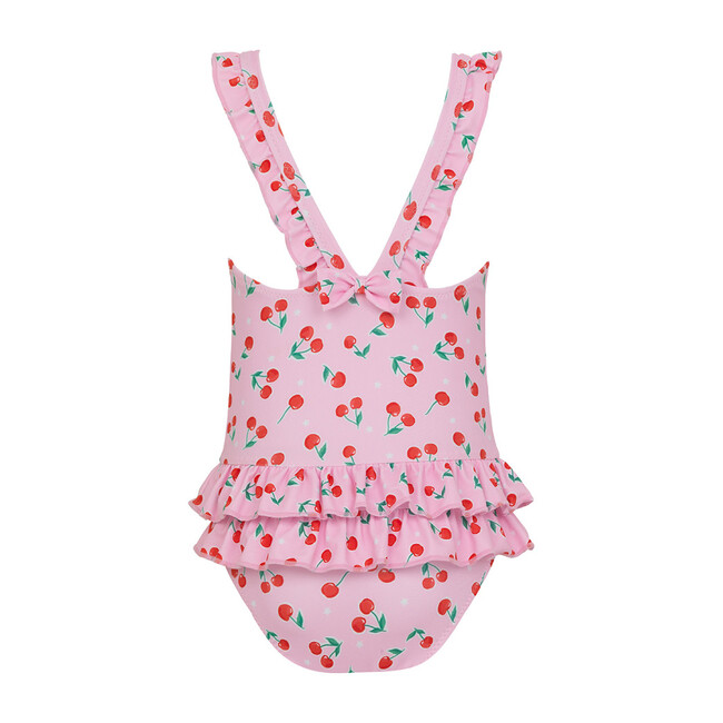 Baby Girls Cherries Frill Swimsuit, Pink - Sunuva Swim | Maisonette