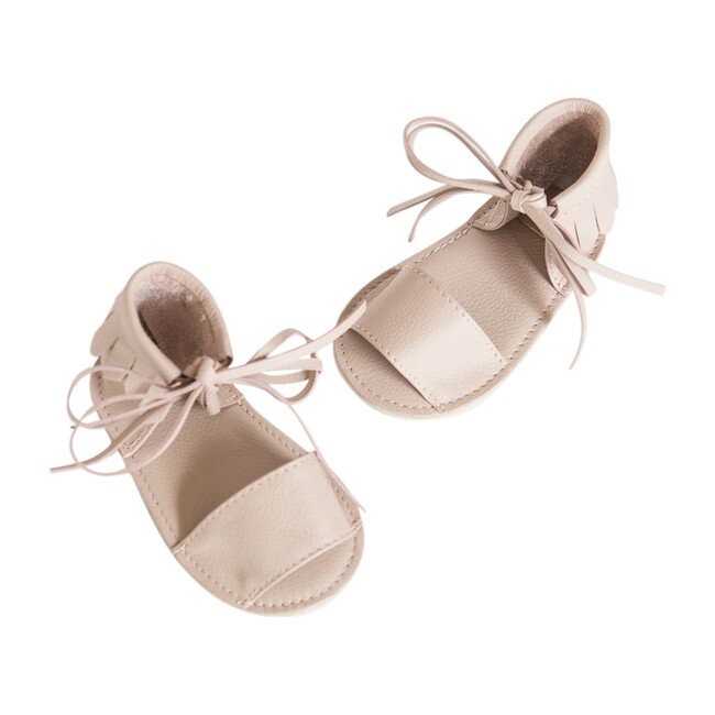 Boho Fringed Sandals, Silver Peony