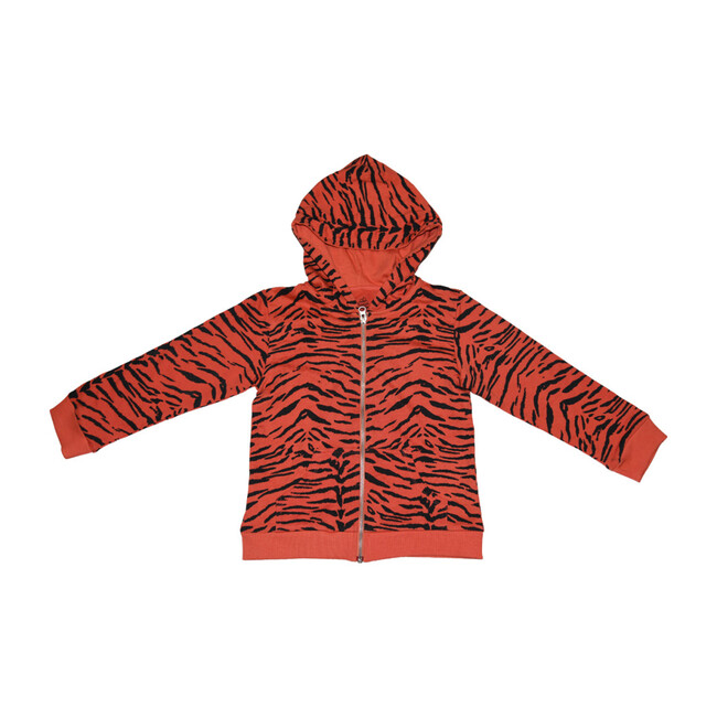 Tiger Stripe Zip Hoodie, Living Coral - Jackets - 1