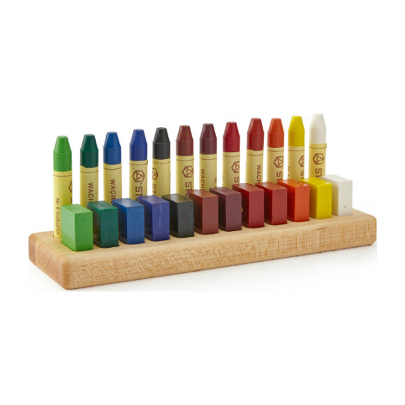 Wooden Crayon Holder with 24 Crayons Play Learning Arts & Crafts