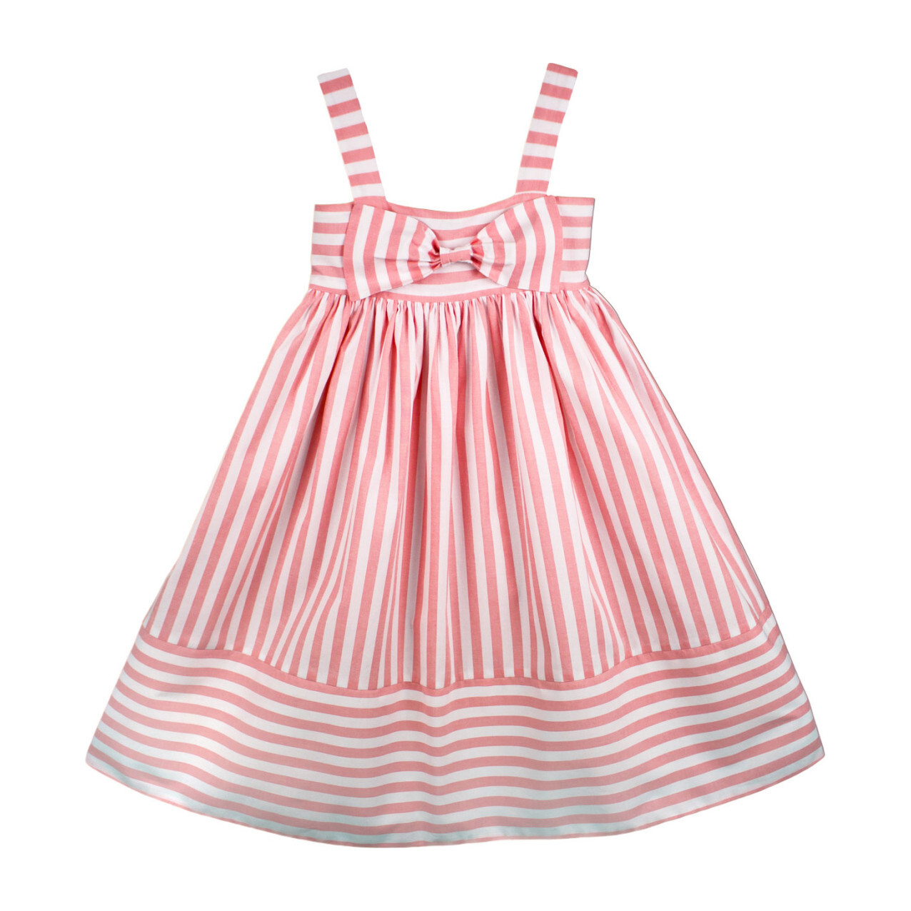 Summer Bow Dress, Coral Stripe - Baby Girl Clothing Dresses - Maisonette