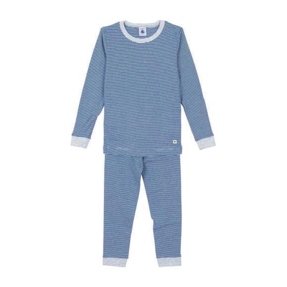 Petit Bateau Child Pyjamas Blue And Grey Stripes - Pajamas - 1