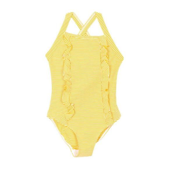 Petit Bateau Child One Piece Swimsuit With Ruffles Yellow And White ...