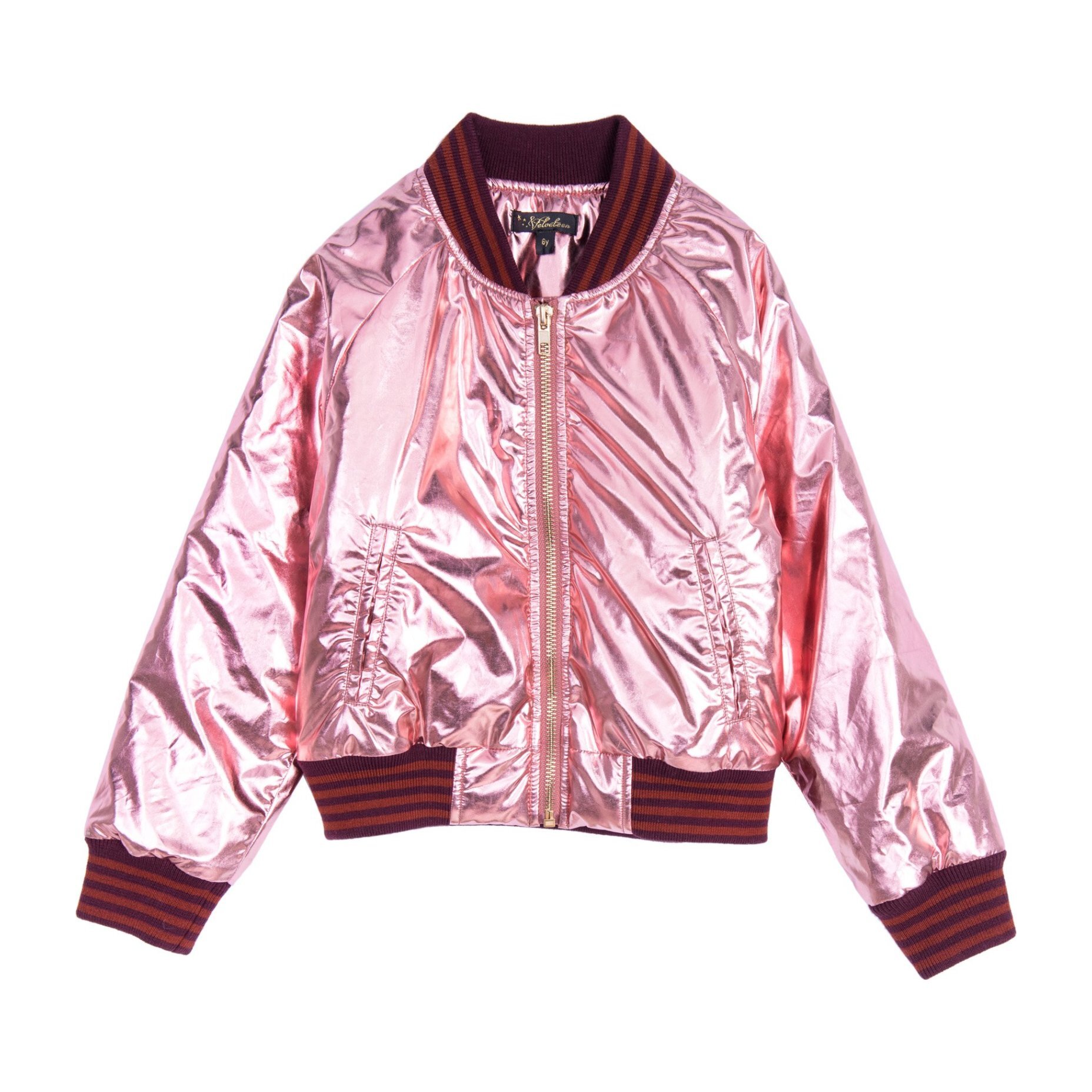 Sloane Bomber Jacket, Pink Sparkle Metallic Nylon - Kids Girl Clothing ...