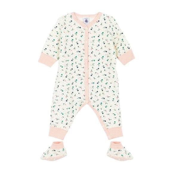 Petit Bateau Baby Two Piece Set Pyjamas With Booties White With Pink ...