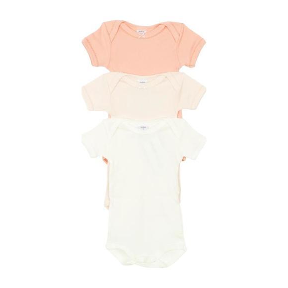 Petit Bateau Baby Set Of Three Short Sleeved Linen Bodysuits Pink - Jumpsuits - 1