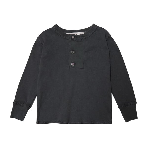 Wide Placket Henley, Charcoal