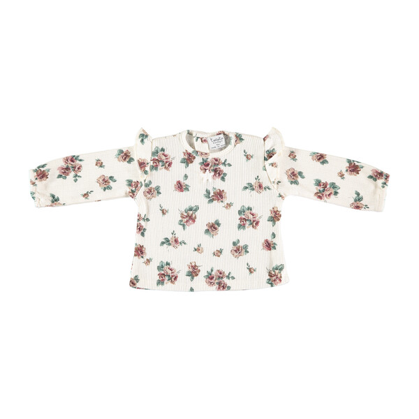 Baby Ribbed Long Sleeve Shirt, Flower Print