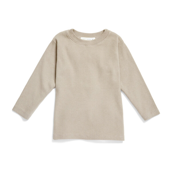 The Long Sleeve Ribbed Tee, Sand - Les Gamins Tops | Maisonette