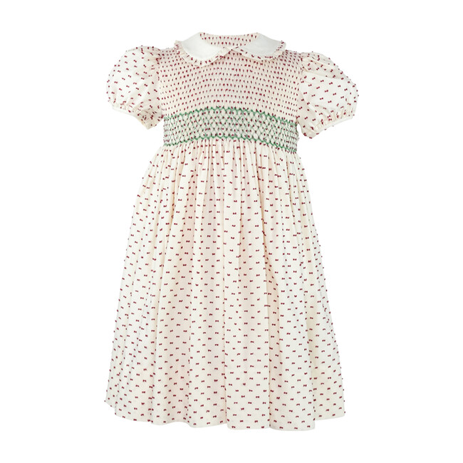Smocked Frock Dress, Red Plumetti - Dresses - 1