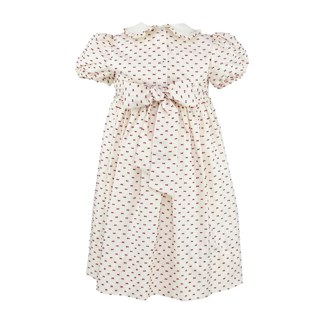 Smocked Frock Dress, Red Plumetti - Dresses - 2