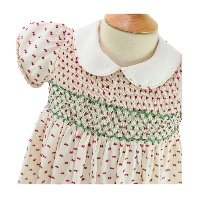Smocked Frock Dress, Red Plumetti - Dresses - 3