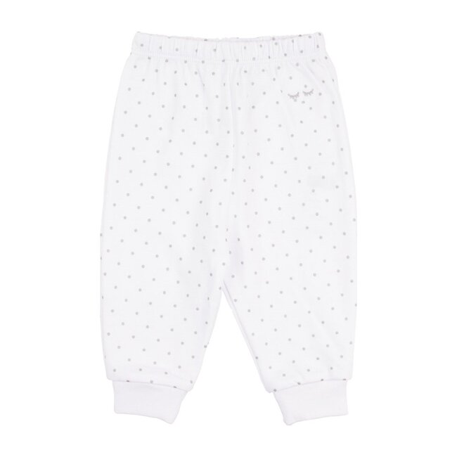 Saturday Pants, White & Silver Dots