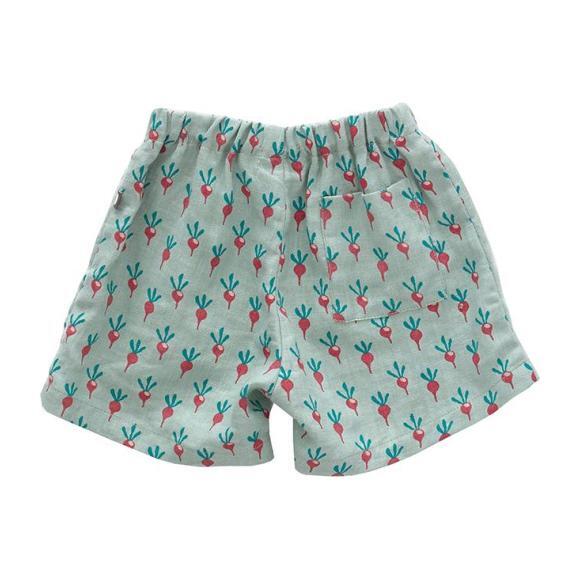 Oeuf Baby Shorts Linen Green With Radish Print - Shorts - 3