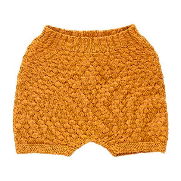 Oeuf Baby And Child Honeycomb Knitted Shorts Ochre Yellow
