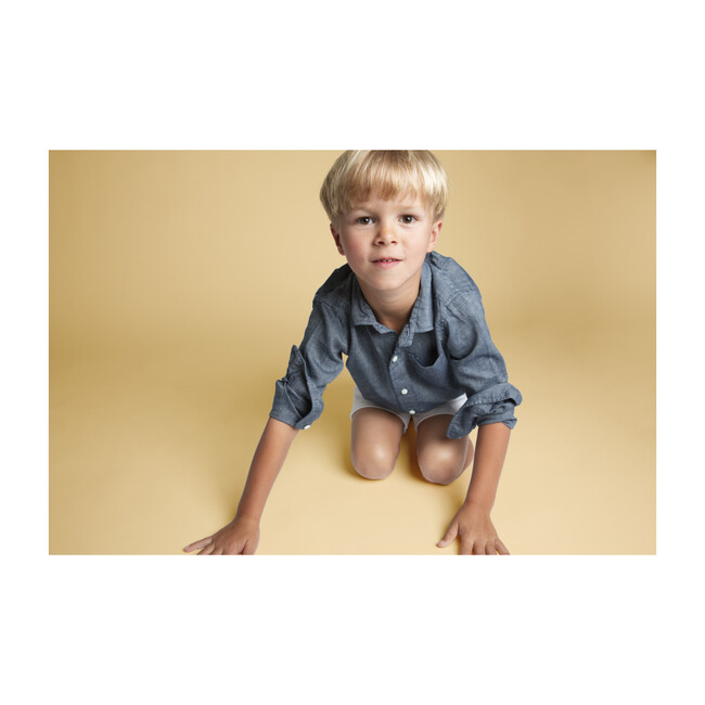 Spread Collar Shirt, Cotolino Chambray - Shirts - 4