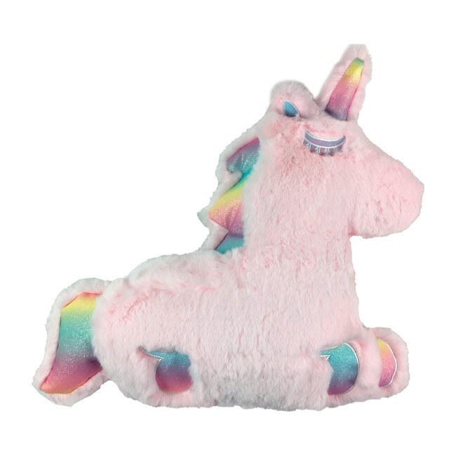Rainbow Pink Unicorn Scented Furry Pillow, Multi - Decorative Pillows - 1