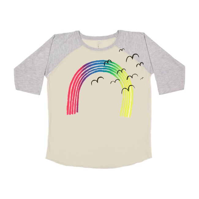 Over the Rainbow Baseball Tee, Cream and Grey