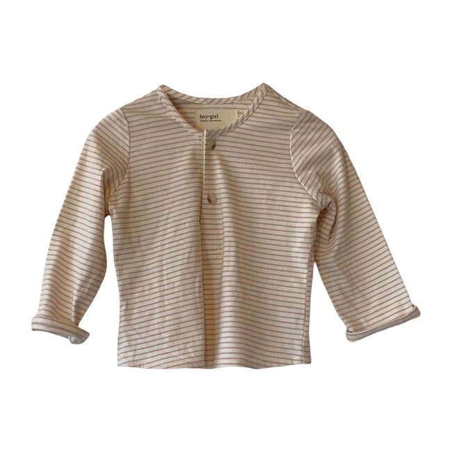 Organic Baby Nico Kurta, Apricot Stripe - Shirts - 1