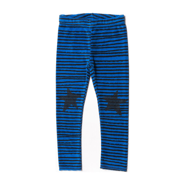 Terry Leggings, Blue Stripes