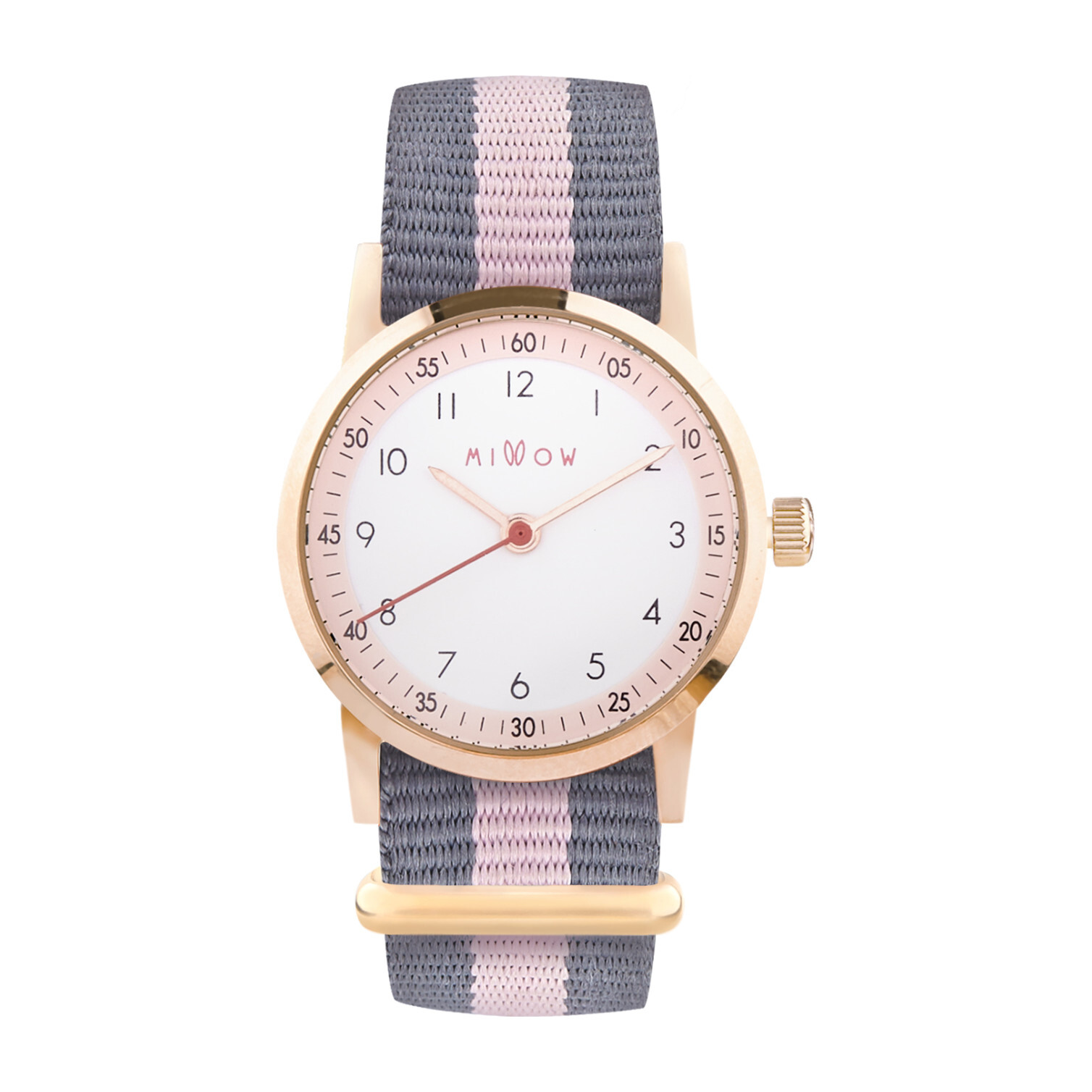 Millow Blossom Watch, Grey Stripe and Rose Gold