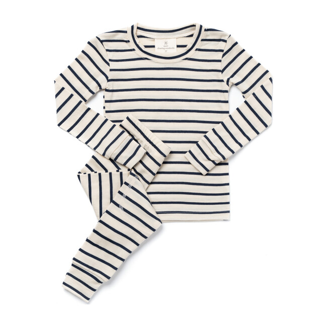 Merino Wool Long Johns, Natural Stripe Chasing Windmills Sleepwear