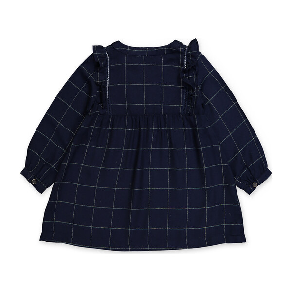 Martine Dress, Lurex Bleu Nuit - Kids Girl Clothing Dresses - Maisonette