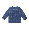 Sienna Long Sleeve Pleated Collar Blouse, Mini White Flowers - Blouses - 2