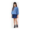 Sienna Long Sleeve Pleated Collar Blouse, Mini White Flowers - Blouses - 3