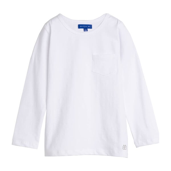 Drew Long Sleeve Pocket Tee, White