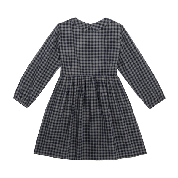 Emma Long Sleeve Collared Dress, Navy & Grey Gingham - Kids Girl ...