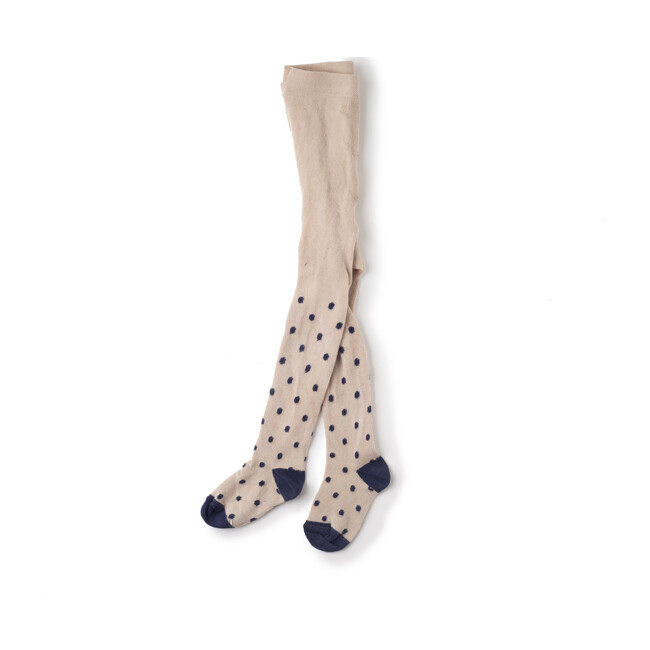 Lou Morgan Tights, Beige with Blue Dot - Tights - 1